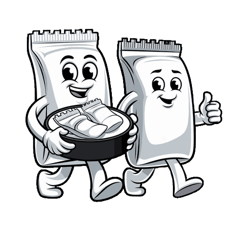 Friendly PouchBuddy nicotine-pouch mascots